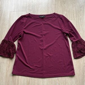 Banana Republic Burgundy Lace Sleeve Blouse